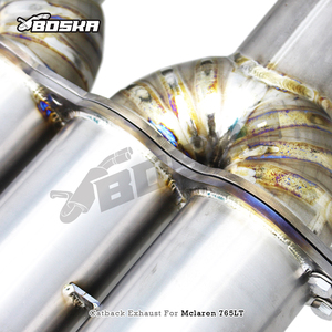 ระบบท่อไอเสียแบบ Catback สำหรับ Mclaren 765LT 4.0T ปี 2020+ ยี่ห้อ Boska ผลิตจากไทเทเนียม น้ำหนักเบา ไม่มีตัวเก็บเสียง แบบท่อไอเสียตรง - Product Image 4