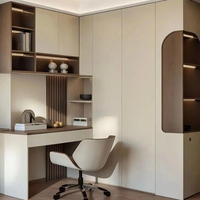 Bureau mural flottant moderne avec étagères de rangement, coiffeuse intégrée pour chambre à coucher ou bureau à domicile