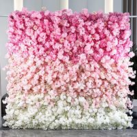 Fabrieks prijs Romantische Zijden Kunstbloemen Wand Vierkant 3D Eco-vriendelijke Bruiloft en Hotel Decoratie Set met Lichteffecten