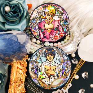 Badges en métal à effet <span class=keywords><strong>laser</strong></span> Anime JOJO de haute qualité, 5,8 cm, 2 couleurs, pour la décoration des sacs à dos - Product Image 1