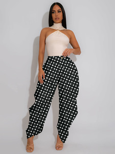 Pantaloni Casual a Pois a Tre Quarti, Comodi e Larghi, con Stampa Floreale a Gonna, a Gamba Larga - Product Image 4