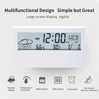 Termómetro Higrómetro Digital LCD con Pronóstico del Tiempo, Reloj Despertador Electrónico Moderno y Bonito