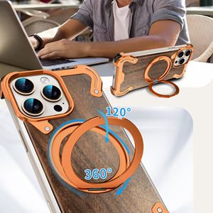 Coque de téléphone sans cadre en alliage d'aluminium avec support de charge magnétique sans fil pour iPhone 17 16 Pro Max, béquille rotative à 360° - Product Image 4