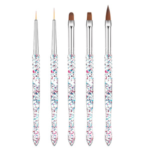Lot de 5 pinceaux à ongles à paillettes avec manche perlé pour dessin, sculpture de cristaux et gel - Product Image 3