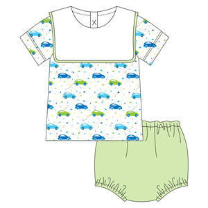 Conjunto de Ropa Personalizada para Niño, Camiseta de Algodón con Bolsillo y Letra Inicial, Pantalones Cortos Lisos con Diseño de Autos Pequeños, Estilo Preppy para Niños Pequeños - Product Image 4