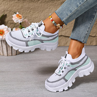 Baskets légères et respirantes pour femmes grandes tailles, semelle souple antidérapante, à lacets, doublure en maille, tendance mode printemps-été-automne