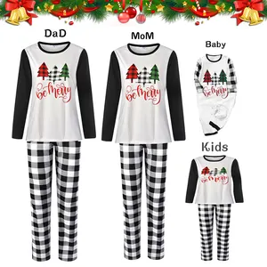 Toptan aile pijama Set eşleştirme bebek bayan kızlar erkek beyaz siyah ekose tasarım sıcak moda erkek noel pijama