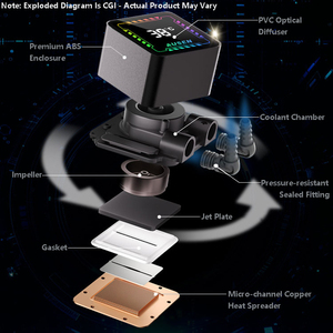 LGA1700 Premium AM5 ARGB AIO Cooler 240mm ad alta velocità PWM schermo LCD per <span class=keywords><strong>CPU</strong></span> Temp Intel/AMD/Xeon pronto per 2011 - Product Image 5