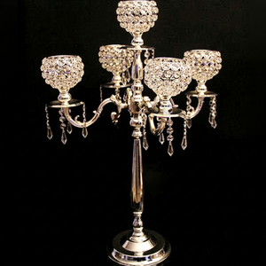 Latest New Arrival Hot Sale <b>Centerpiece</b> for Wedding Tabletop Event Use Tall Glass Candelabra Five Arms <b>Candle</b> Holder for Home - Product Image 1