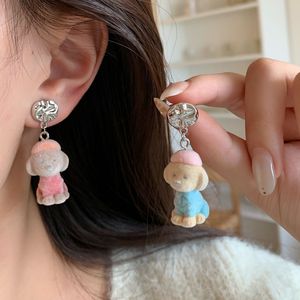 Boucles <span class=keywords><strong>d</strong></span>'oreilles pendantes en forme <span class=keywords><strong>d</strong></span>'<span class=keywords><strong>ours</strong></span> <span class=keywords><strong>et</strong></span> de chien, mignonnes, en perles floquées, pour femmes, avec aiguille en argent, design exquis, doux <span class=keywords><strong>et</strong></span> tridimensionnel - Product Image 3