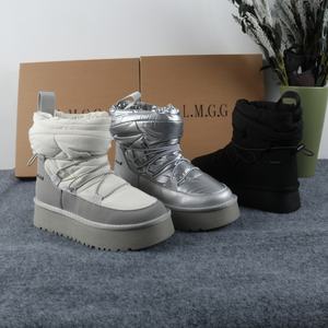 מגפי קרסול עמיד למים לנשים חדשות לנשים מגפי הבוהן סביב בד בד העליון שטוח <span class=keywords><strong>tpr</strong></span> מגפי שלג עם חורף חם - Product Image 1