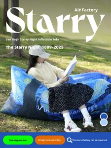 屋外用インフレータブルドロップシッピングエアソファ、怠惰なインターネットセレブ向けポータブルキャンプ、音楽フェスティバル用ストックベッド、ポリエステル製、浙江省 - Product Image 2