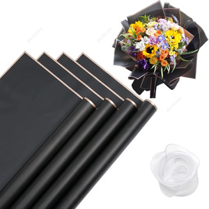 Vente en gros de papier d'emballage coréen pour fleurs Papier cadeau coréen noir et doré pour fleuriste Saint-Valentin - Product Image 6
