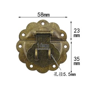 Pestillo de bloqueo de Metal antiguo 58x55mm joyero de madera candado decorativo cerrojos pestillo herrajes para muebles cerradura de Metal antiguo - Product Image 6