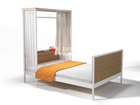 Lit double en bois à coins arrondis de haute qualité et confortable pour dortoir scolaire, universitaire, appartement, auberge, hôtel - À vendre