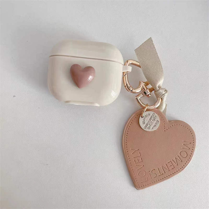 Marrón amor auricular caso + ornamento colgante