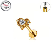 Freya Blumen-Ohrringe für Damen, Niedliche G23 Titan-Vergoldete Helix-Ohrstecker, Modische Labret-Nasenstecker, Piercing-Schmuck