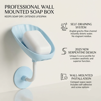 Support mural pour porte-savon avec plateau auto-drainant en PP, design serpentin incurvé, égouttoir pour salle de bain d'hôtel