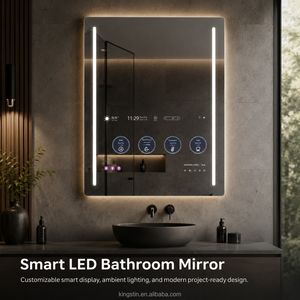Kingstin กระจกเงา<span class=keywords><strong>ทีวี</strong></span> <span class=keywords><strong>LED</strong></span> ไร้ขอบระดับพรีเมียมสำหรับห้องน้ำ, หน้าจอสัมผัสสมาร์ทแอป, ขนาดปรับแต่งได้ 100% - Product Image 1