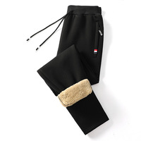 Pantalon de jogging pour homme en polaire d'agneau, épais et chaud, grande taille, décontracté, longueur cheville, avec revers élastiques, pour l'hiver
