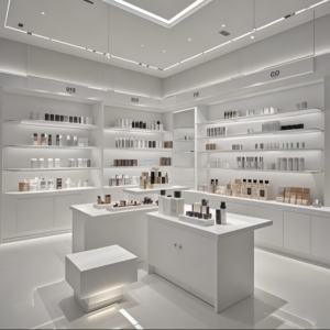 Vitrine de présentation de cosmétiques personnalisée avec éclairage LED - Étagères et stands de maquillage pour magasins - Product Image 2