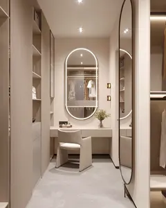 Armoire de chambre à coucher en bois moderne de luxe avec portes laquées, design autoportant, gain de place, grande capacité de rangement, appartement, bricolage - Product Image 2