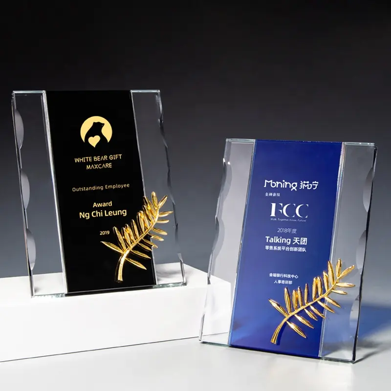Custom Crystal Glas Trofeeën Gesneden Ere Licentie Award Certificaat Template Plaques Geschenken