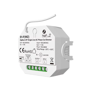 Gradateur de phase AC WiFi S1-F(WZ) 100-240VAC 1CH 1.5A 150-360W à ligne unique, contrôle vocal via l'application Tuya, certifié ROHS, garantie 5 ans - Product Image 1