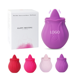 Vibratore a Forma di Rosa in Silicone con Lingua Realistica per Stimolazione Clitoridea e dei Capezzoli, Giocattolo Sessuale per Donne - Product Image 1