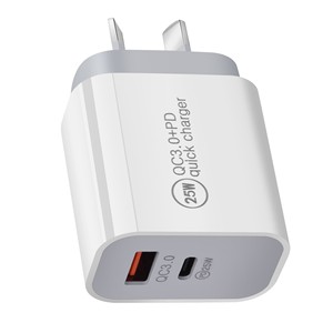 เครื่องชาร์จด่วน 25W QC3.0 PD อะแดปเตอร์ชาร์จเร็วแบบสองพอร์ต สีขาว มาตรฐานออสเตรเลีย - Product Image 4
