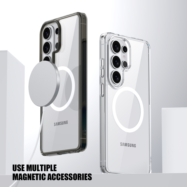 2026 S26 Plus Shockproof S25 ultra S24 S23 Cover Clear TPU PC Magnetic for Samsung S26 Phone Case Accessories Transparent