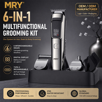 Kit de toilettage pour homme MRY 6 en 1, tondeuse à barbe, tondeuse à cheveux, rasoir à grille, tondeuse à poils de nez, tondeuse corporelle, rechargeable par type C, IPX6