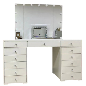 โต๊ะแต่งหน้ากระจกตั้งขนาดใหญ่พร้อมไฟ LED ทำจากไม้เฟอร์นิเจอร์บูติกทันสมัย - Product Image 5