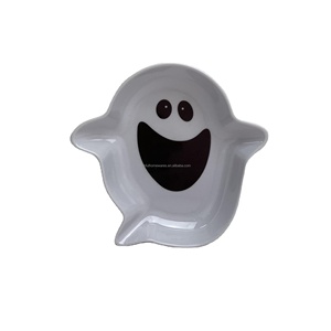 Plato de melamina personalizado para Halloween, 6,3 "x 6,14", fábrica fantasma blanca, barato - Product Image 1