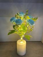 Lampe de table LED en forme de vase à fleurs artificielles, alimentée par piles, veilleuse florale, lampe d'ambiance décorative pour la maison, la chambre ou le bureau, cadeau