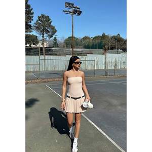 Vestido Plisado Sin Tirantes de Color Sólido con Cremallera Decorativa, Spandex de Alta Calidad para Fiestas Formales y Clubes, Personalizable, Tallas XS-XL - Product Image 1