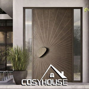 Puerta de Entrada de Aluminio Fundido de Lujo con Luces Laterales, Puerta Exterior Moderna con Diseño de Rotura Térmica - Product Image 1