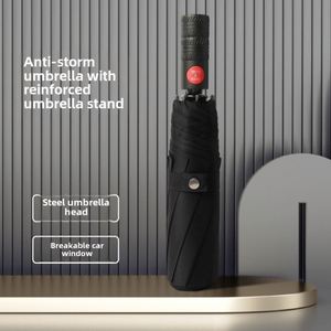 Parapluie résistant aux intempéries avec poignée à motif antidérapant et tête en acier robuste pour la pluie ou le soleil, logo publicitaire personnalisable - Product Image 3