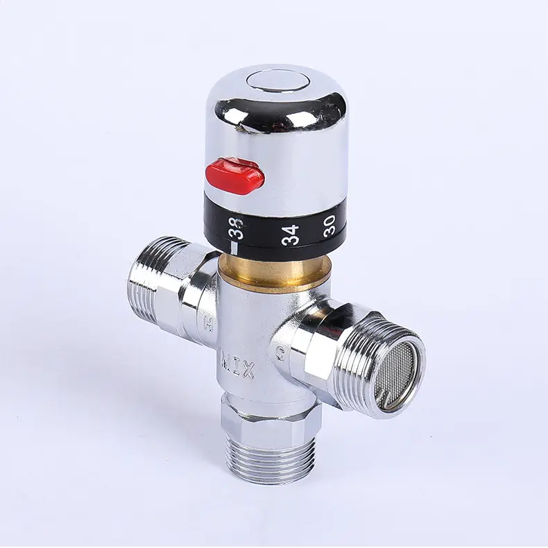 Brass chrome plated thermostatic mixing valve