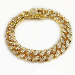 Chaîne pour chien Dafeel Luxury 13 mm, style cubain, en alliage doré avec diamants, collier pour animaux de compagnie, accessoire de promenade durable pour chiens et chats - Product Image 6