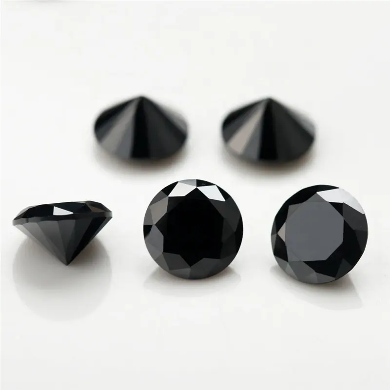 Wholesale round wuzhou cz gem 3a 1mm-10mm loose black cubic zirconia Sell cheap