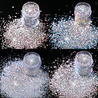 Ensemble de poudre à paillettes holographiques argentées pour ongles, paillettes laser brillantes de tailles variées, poussière de paillettes fines et étincelantes pour la décoration des ongles DIY, manucure