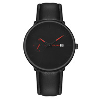 Montre à quartz pour homme, bracelet en cuir, boîtier en alliage, calendrier à deux aiguilles, éco-responsable, best-seller du commerce extérieur