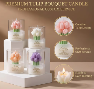 HomeFlower Lover Flower Glass Jar Candles Ins Atmosphere Fragrance Gift Box Tulip Handheld Flower Shaped Scented Candle Cup
