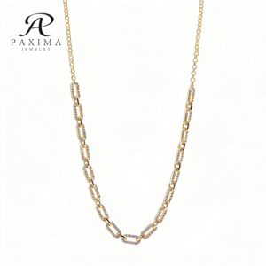 Collar de Plata S925 con Diamantes Cultivados en Laboratorio <span class=keywords><strong>y</strong></span> Cadena con Piedras Melee Chapadas en Oro para Joyería Femenina - Product Image 2