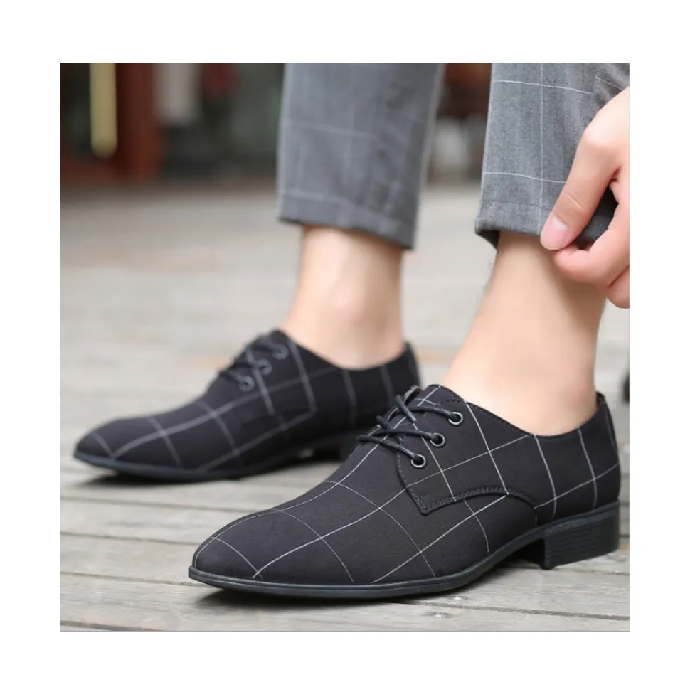 Chaussures de mode pointues en tissu pour hommes chaussures simples respirantes printemps chaussures en cuir décontractées