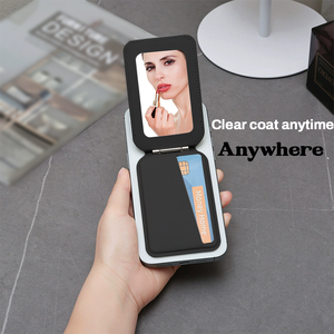Support de téléphone en cuir PU avec aimant puissant, porte-cartes et miroir de maquillage, pour <span class=keywords><strong>utilisation</strong></span> sur bureau, compatible avec iPhone 16 15 14 13 12 - Product Image 3