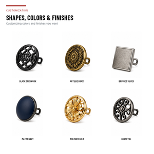 Boutons à tige en laiton et alliage de zinc avec logo gaufré écologique pour vestes, manteaux et uniformes - Product Image 5