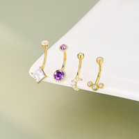 Anneau de nombril en or massif 14K 10K 9K, bijoux de piercing au nombril, avec pendentif papillon et infini en zircon cubique, barbell incurvé, vente en gros