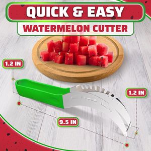 Burius Stainless Steel <b>Watermelon</b> <b>Slicer</b> With Ergonomic Handle, Manual Fruit Chopper for Melon Cube Cutting, Kitchen Tool for Fr - Product Image 3